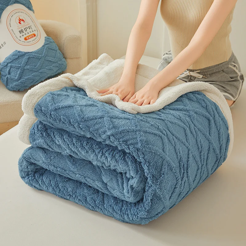 Premium Sherpa Double Layer Blanket Soft Reversible Fleece Warm Thick Throw Blanket for Bed, Couch Cozy All-Season Home Decor