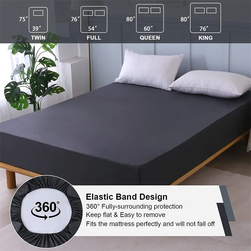 Waterproof Mattress Protector Breathable Smooth Mattress Cover Anti-mite Bed Cover Twin Queen King Size Bed Elastic Fitted Sheet