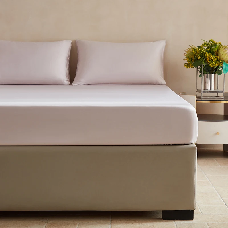 Luxury Mulberry Silk Fitted Bed Sheet with Elastic Bands High End Mattress Cover Customized Bed Cover Smooth Ultra Soft Bedding