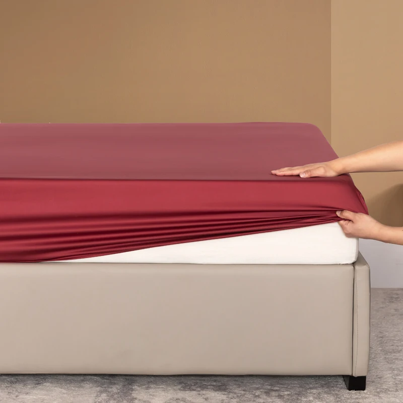 100% Bamboo Fitted Sheet with Elastic Band Smooth Cooling Bedsheet 1000 Thread Count Anti-slip Mattress Cover for Queen King Bed