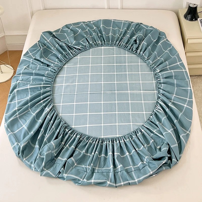 Cotton Fitted Sheet with Elastic Bands Non Slip Adjustable Mattress Cover for Double King Bed Non-Slip 140x200 160x200 200x200cm