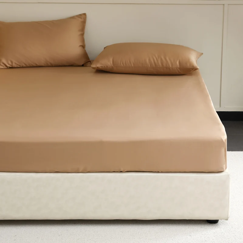 Luxury Mulberry Silk Fitted Bed Sheet with Elastic Bands High End Mattress Cover Customized Bed Cover Smooth Ultra Soft Bedding