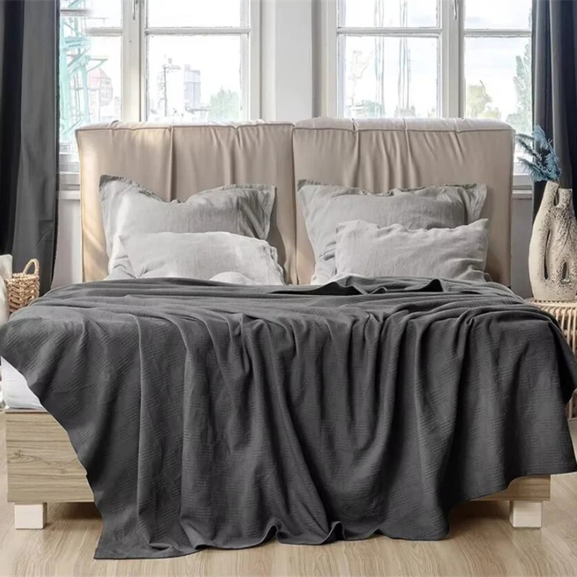 Noridc Knitted Throw Blanket 100% Cotton New Blankets Luxury Bed Sofa Couch Oversized Bedspread Cover Lightweight Plaid Blankets