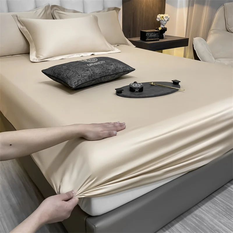 Soft Luxury Egyptian Cotton 400TC Fitted Bed Sheet with Elastic Bands Mattress Cover Non Slip Machine Washable 140/160/180/200cm