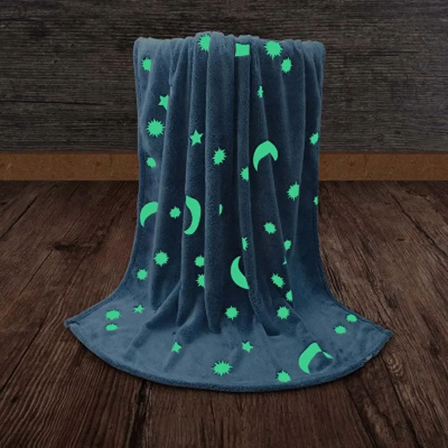 WASART Soft flannel glow in the dark blanket child gift winter warm velvet fleece magic throw blanket for bed sofa bedspread