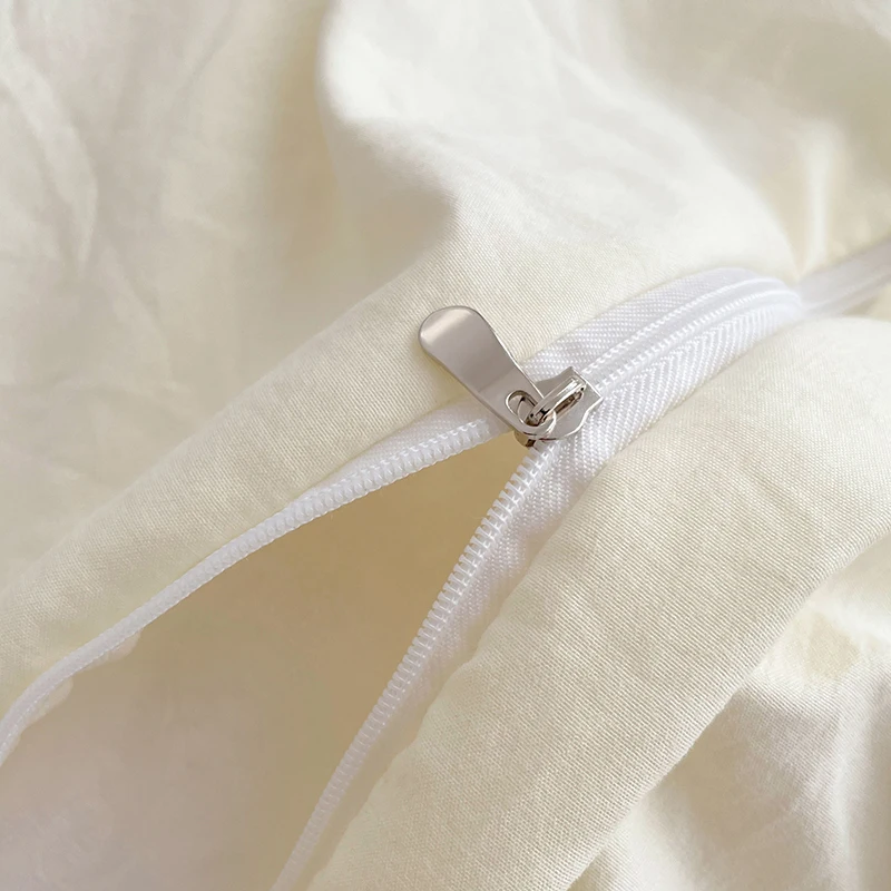 Simple Washed Cotton Bed Linen Bedding Set Four Piece Flat/Fitted Bed Sheet Set Comforter Set Full Double Couple Bed Quilt Cover