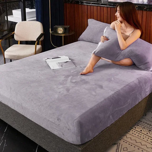 WASART Winter warm flannel elastic fitted sheet mattress cover thicken thermal bed sheet 2people luxury king size dust protector