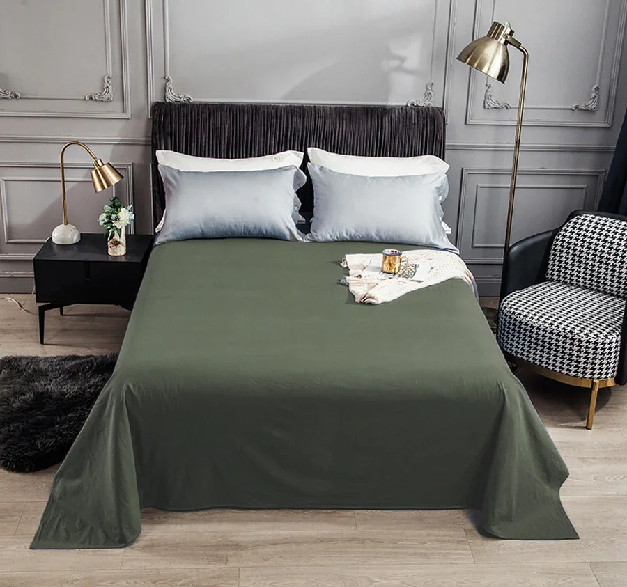 WASART Pure cotton flat bed sheet summer bedspread soft bed linens 2 people couple luxury double bed bedding king size bedsheet