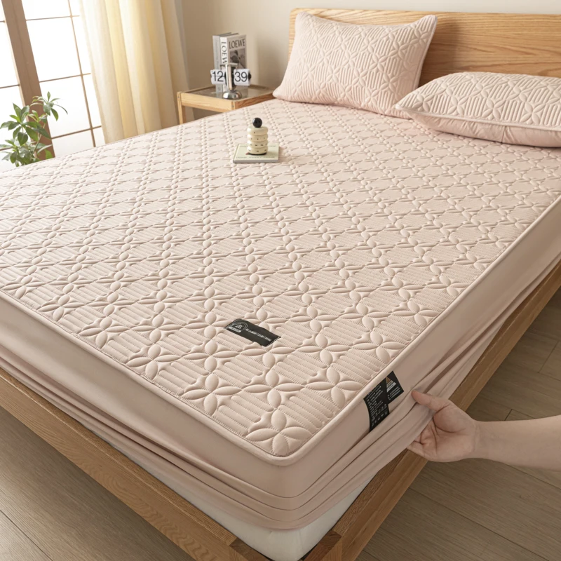 WASART Waterproof Quilted Mattress Protector Cover Elastic Fitted Sheet Style Couple Bed Protection Pad King Size Hypoallergenic