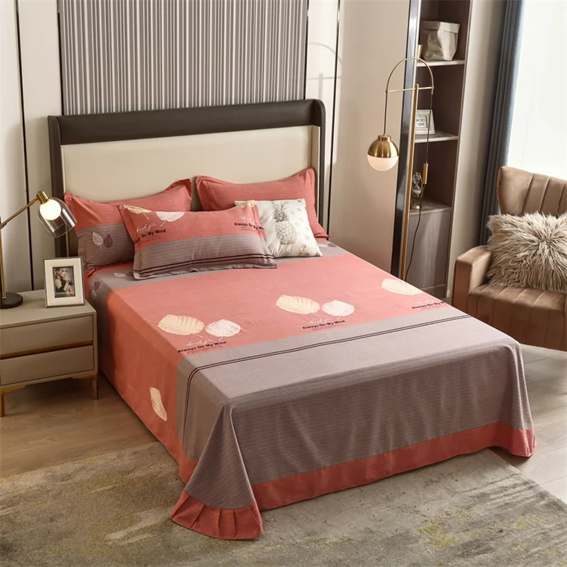 Egyptian Cotton Brushed Flat Bed Sheet Luxury Bed Cover Euro Style Thicken Soft Bed Linens Double Queen King Size(No Pillowcase)