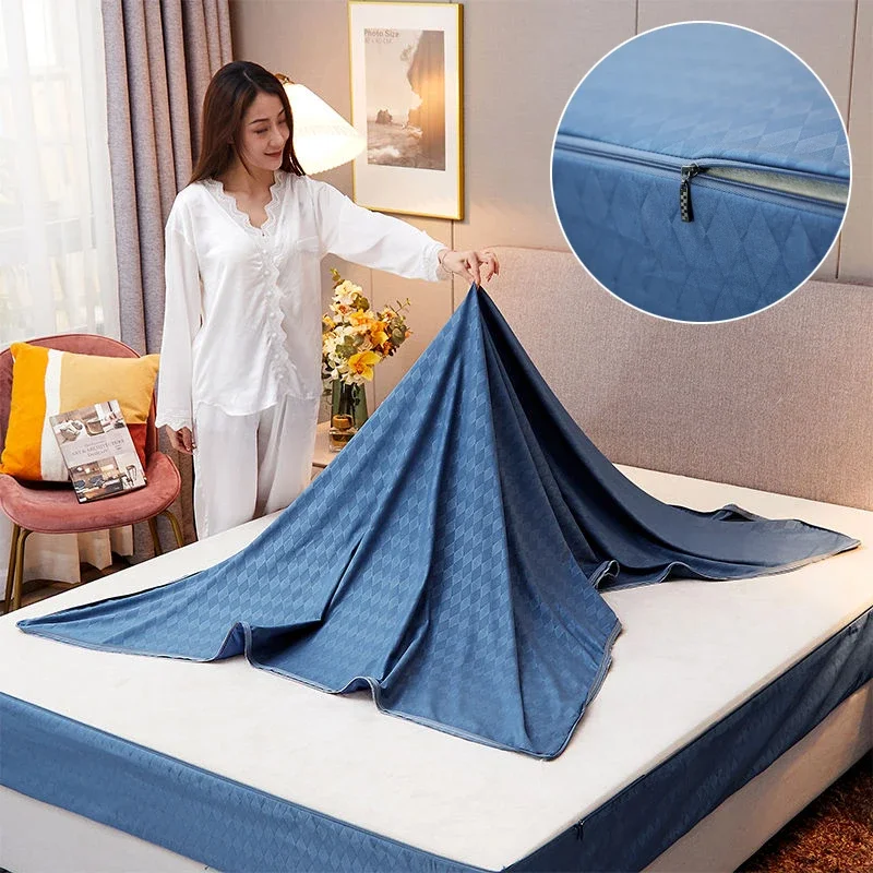 WASAR 6-Side fully enclosed mattress protector cover with zipper luxury bedding single double bed sheet protection pad king size