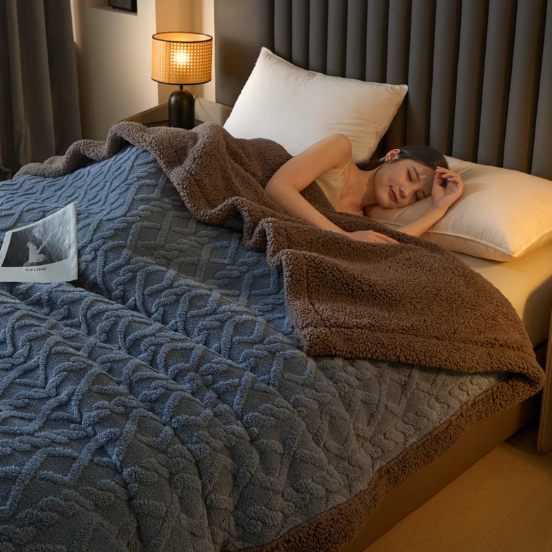 Premium Sherpa Double Layer Blanket Soft Reversible Fleece Warm Thick Throw Blanket for Bed, Couch Cozy All-Season Home Decor