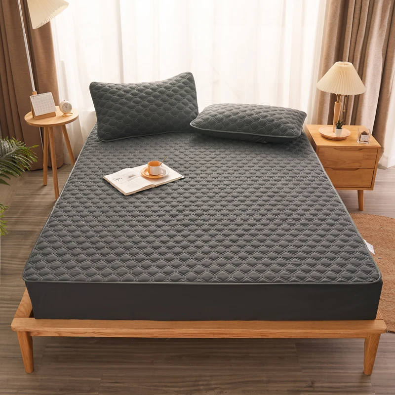 WASART Thicken quilted mattress protector cover couple luxury double bed elastic fitted sheet style 150x190 bed protection pad