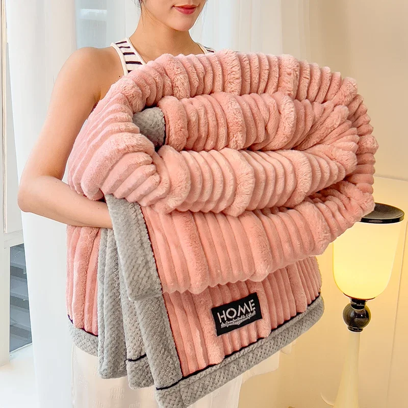 WASART New artificial rabbit plush warm blanket for beds autumn winter fluffy coral fleece sofa throw blanket thicken bed sheet