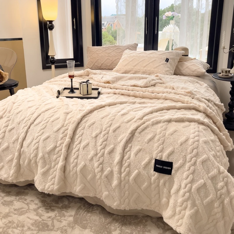 WASART Soft warm yellow flannel plaid blanket autumn winter velvet fleece stitch fluffy thick bed linen sofa throw big bedspread