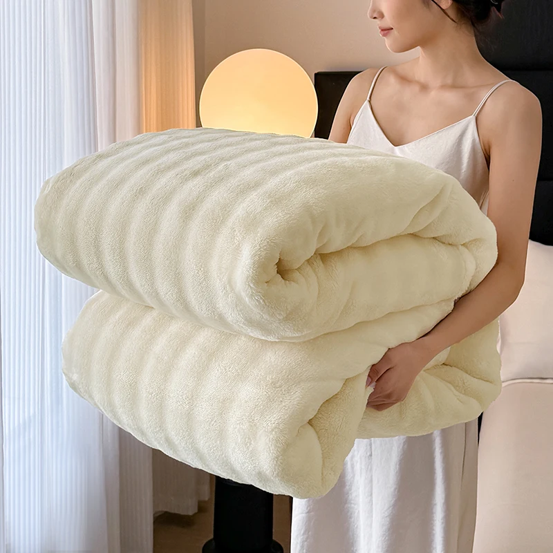 WASART Artificial Rabbit Plush Blanket Fluffy Coral Fleece Sofa Throw Thermal Thick Bed Sheet Warm Autumn Winter Cozy Bed Cover