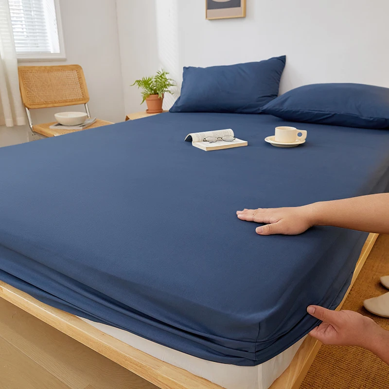 Nordic Bedspreads 100% Cotton Mattress Cover All-around Elastic Band Fitted Bed Sheet for Queen King Double Single Bed Easy Care