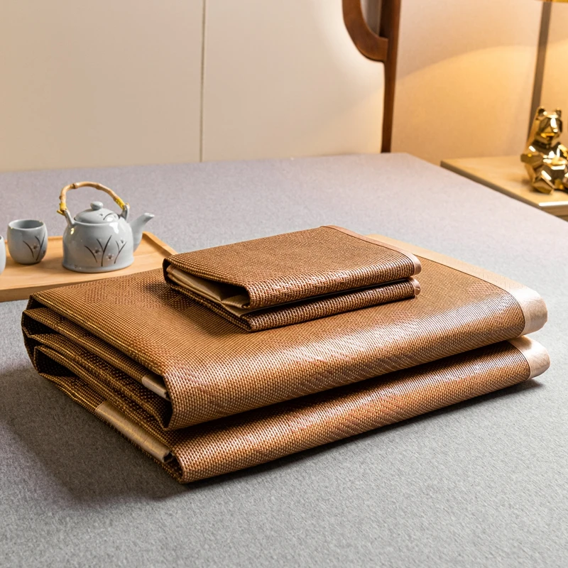 Summer Sleeping Mat Natural Ice Rattan Mat Foldable Durable Cool Pad Cooling Bed for Home Dormitory Breathable Smooth Bedspreads