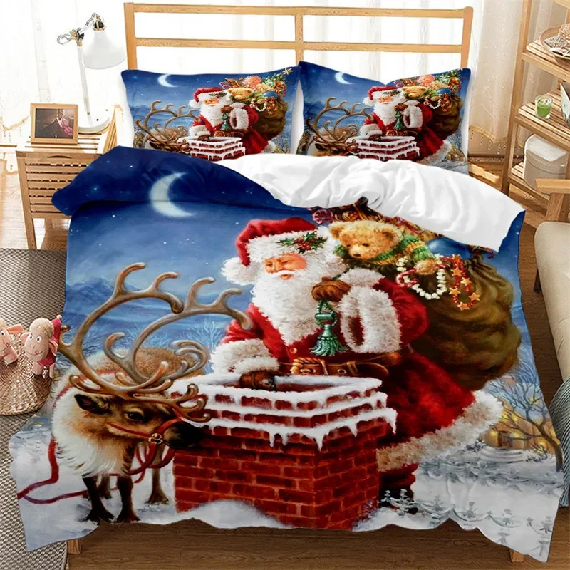 WASART Christmas quilt cover with pillowcase 3pcs 220x240 luxury bedding set duvet cover twin full queen king size bedroom decor