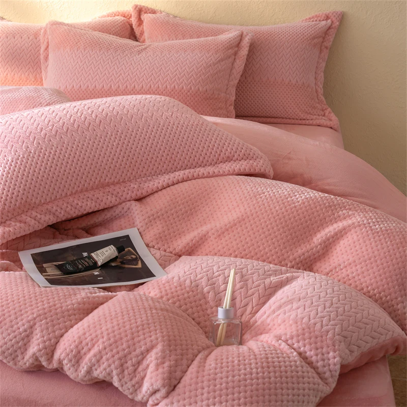 WASART Winter Warm Plush Duvet Cover 220x240 Velvet Fleece Couple Quilt Cover Double Bed Luxury Bedding Set Queen King Size