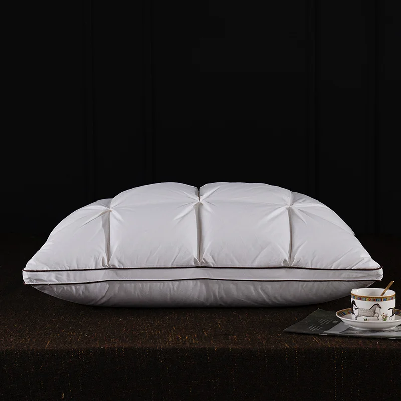 Luxury 3D Bread White Goose Down Feather Pillows for Sleeping Body Neck Protection Bed Pillows Soft Comfort 100% Cotton Cover