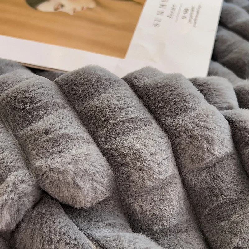 WASART Autumn winter warm coral fleece blankets for bed thicken plaid flannel blanket fluffy quilt warmth bed sheet extra large