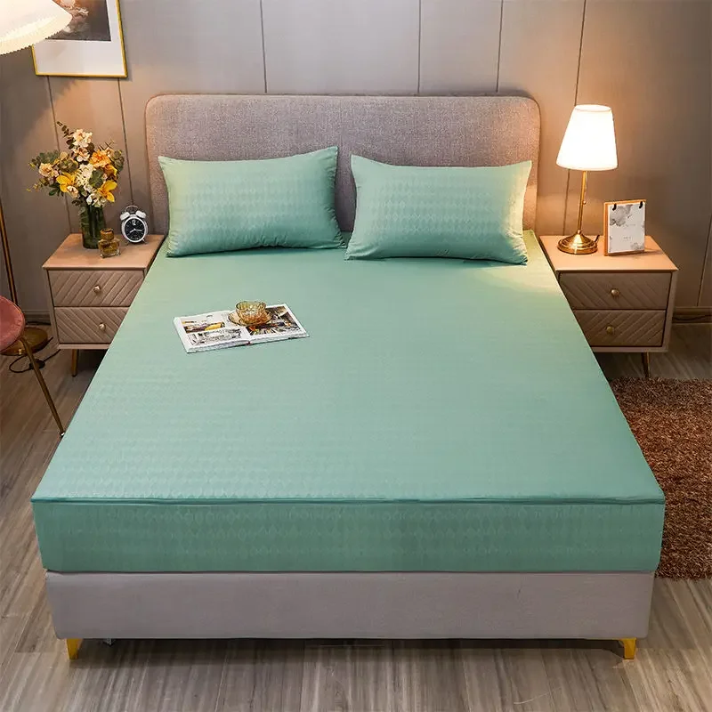 WASAR 6-Side fully enclosed mattress protector cover with zipper luxury bedding single double bed sheet protection pad king size