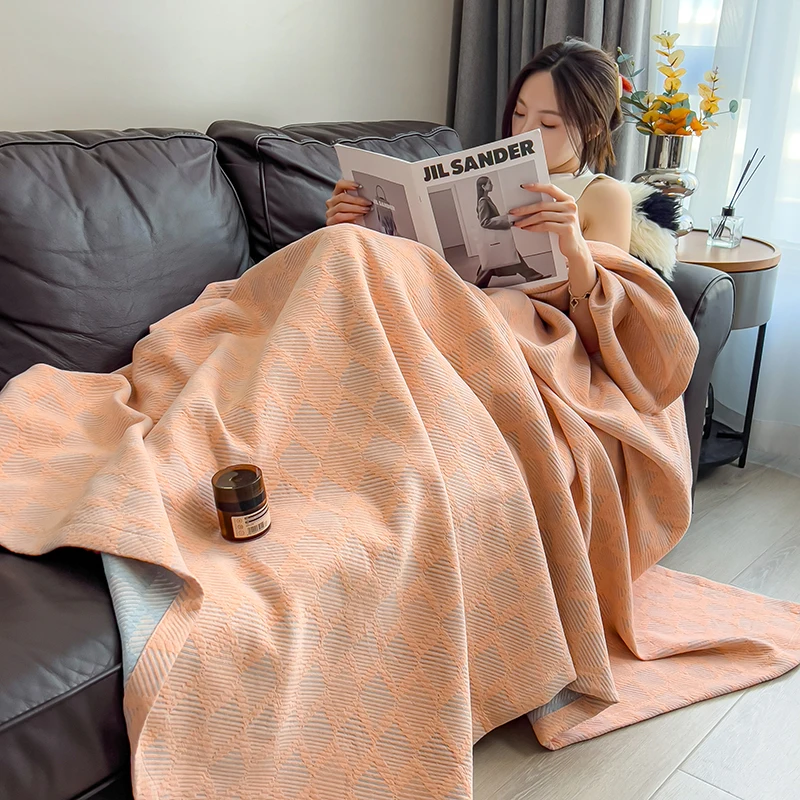 Pure Cotton Throw Blanket Soft Muslin Throws Blankets for Couch, Sofa, Bed Luxury Lightweight Boho Large Summer Blanket Quilt