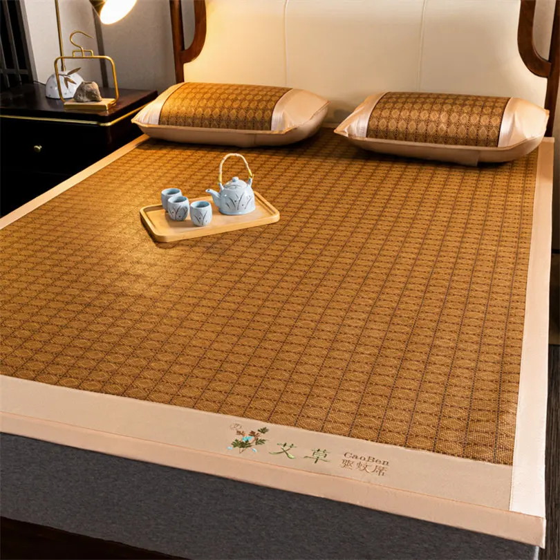Natural Bamboo Cooling Mat for Bed Grade A Comfortable Ice Silk Bed Mat Cool Naked Sleeping Skin Friendly Non Slip Summer Pad