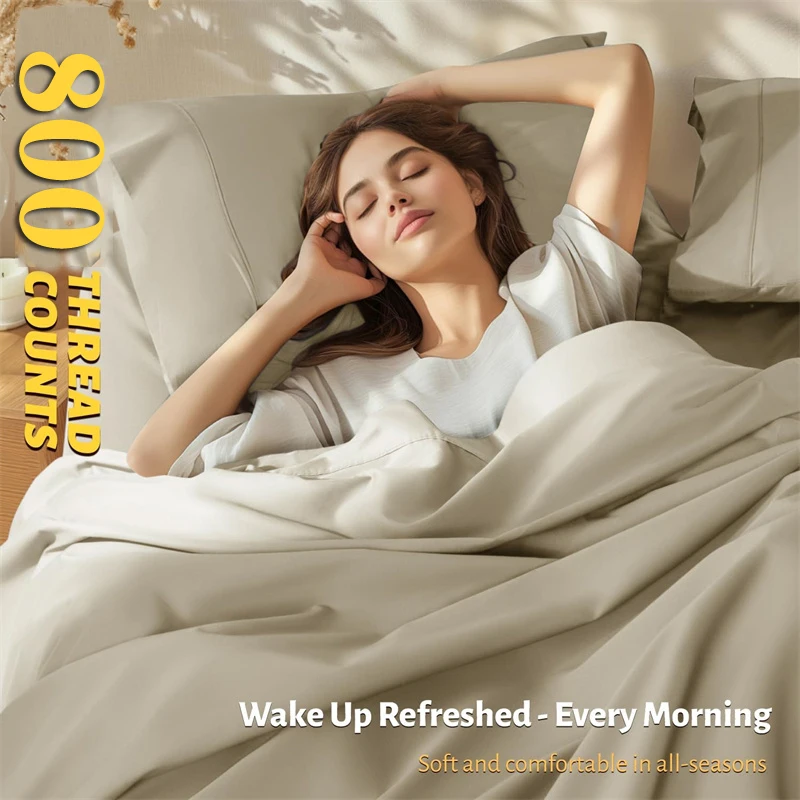 Luxury 4/6pcs Egyptian Cotton Bed Sheet Set 800 Thread Count Bedding Set Ultra Soft Smooth Fitted Sheet Flat Sheets Pillowcase