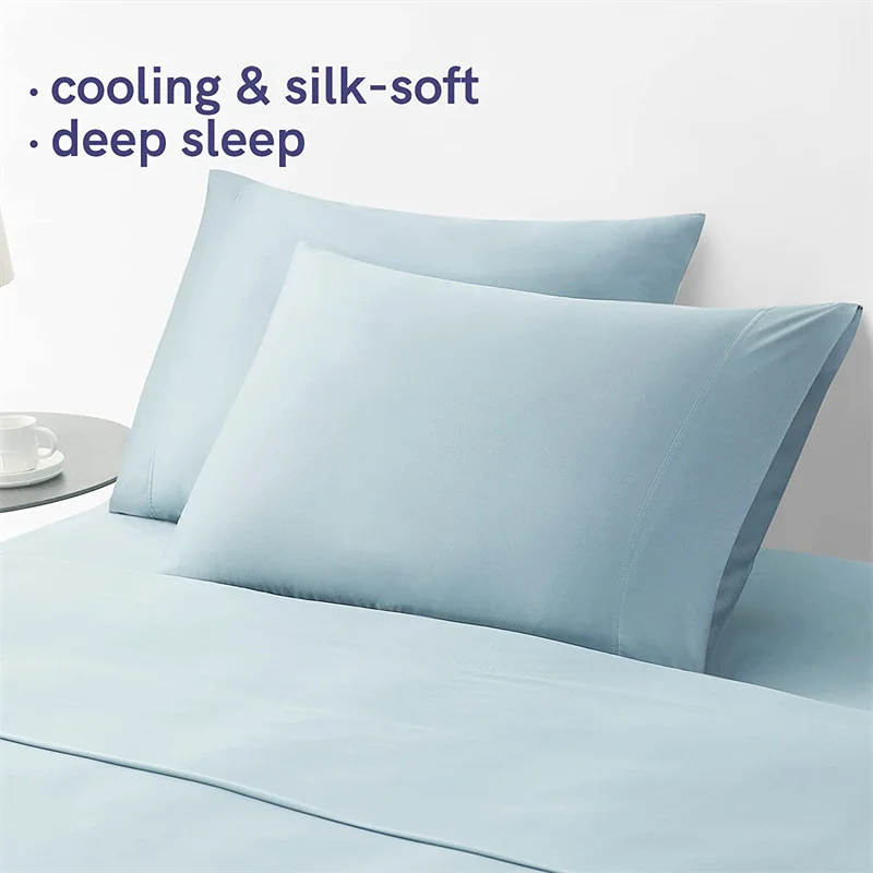 Luxury 100% Bamboo Bedding Set Silky Cooling Bed Sheet Set Twin Queen King Size Fitted Sheet Flat Sheet Pillowcase Hotel Quality